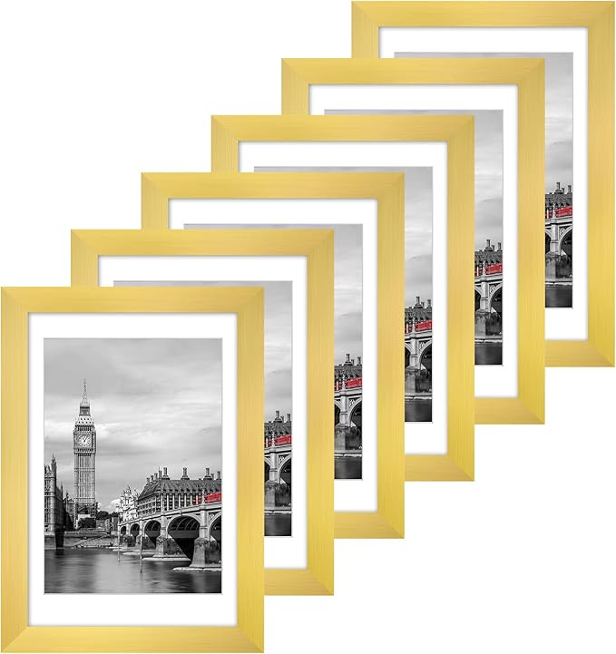 Fixwal 4x6 Picture Frame Set of 6, Gift for 2026 Graduation Father's Day, Thin Border and Light Weight Photo Frames for Wa...
