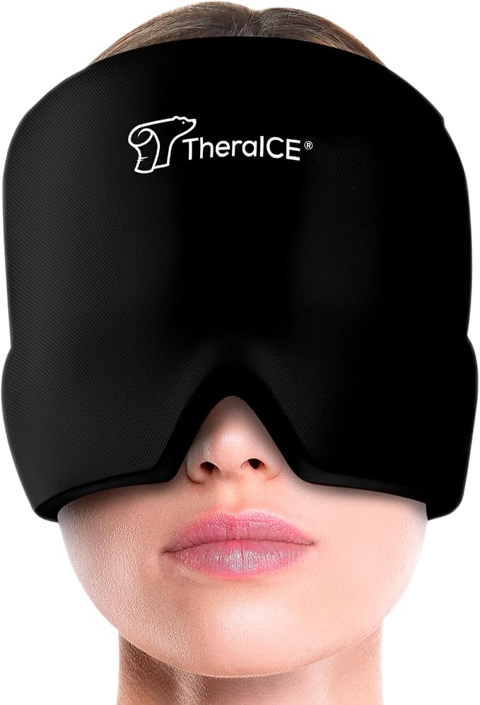 TheraICE Migraine Relief Cap | Soothing Headache Hat Ice Pack Mask | Face Cold Compress Cooling Gel Head Wrap Products for...