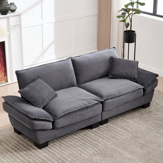 A Modern, Simple Double Sofa With A Feather Bed, Which Reaches A Pillow, Is Cosy, But Spacious And Spacious In The Living Room Bedroom Office, Dark Grey