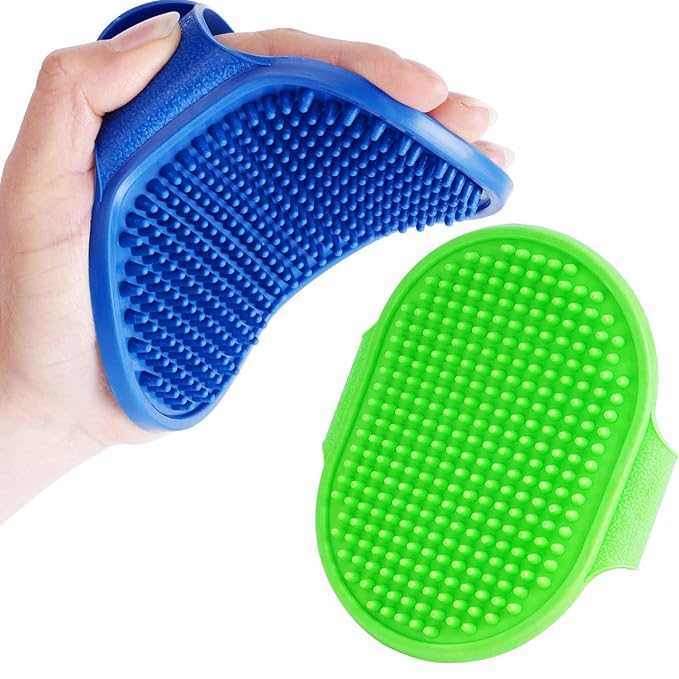 BRILLIRARE 2 Pack Dog Grooming Brush, Premium Soft Silicone Pet Bath Brushes with Adjustable Handle, Shampoo Soothing Comb...