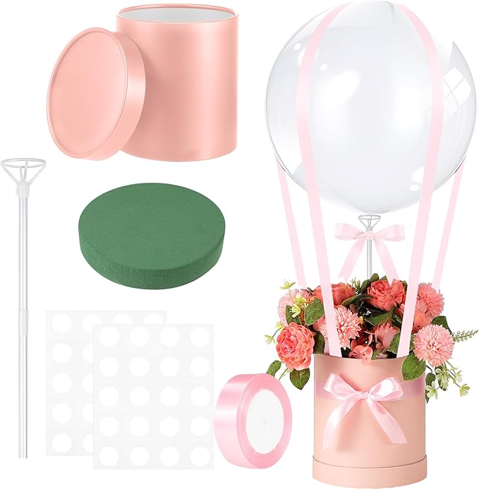 Soulchen DIY Hot Air Balloon Christmas Surprise Gift Box with 20'' Bubble Bobo Balloon Ribbon and Floral Clay for Christma...