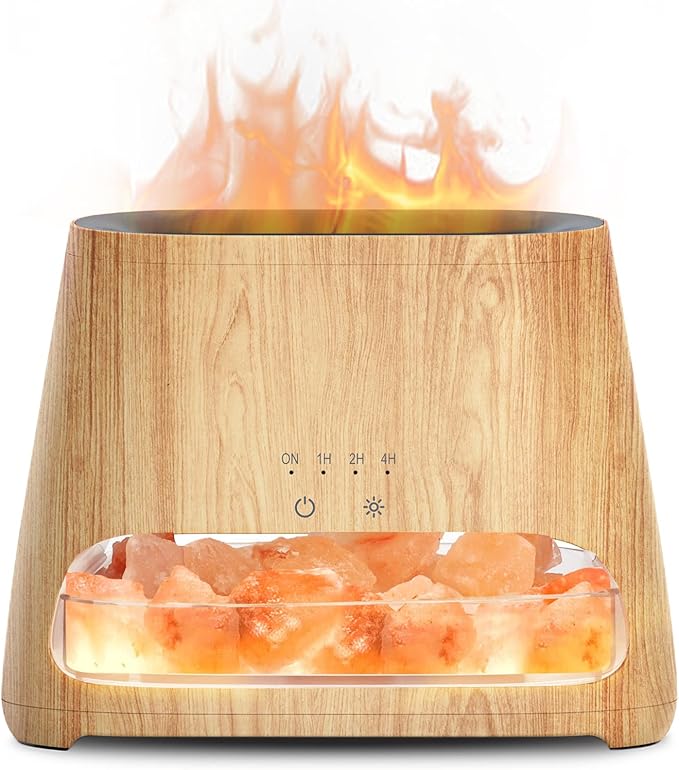 SALKING 2-in-1 Ultrasonic Essential Oil Diffuser & Himalayan Salt Lamp, Aromatherapy Diffuser Cool Mist Humidifier with Au...