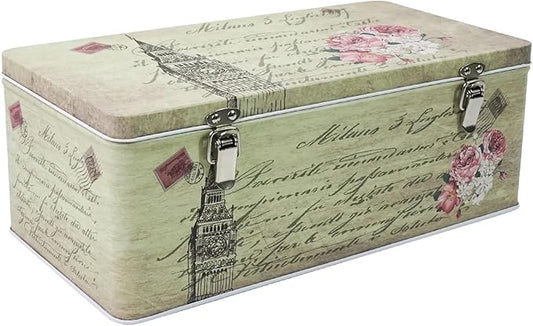 DreamsEden Tin Metal Keepsake Box, Small Storage Box with Hinged Lid, Vintage Decorative Memory Container Case Gift Boxes ...