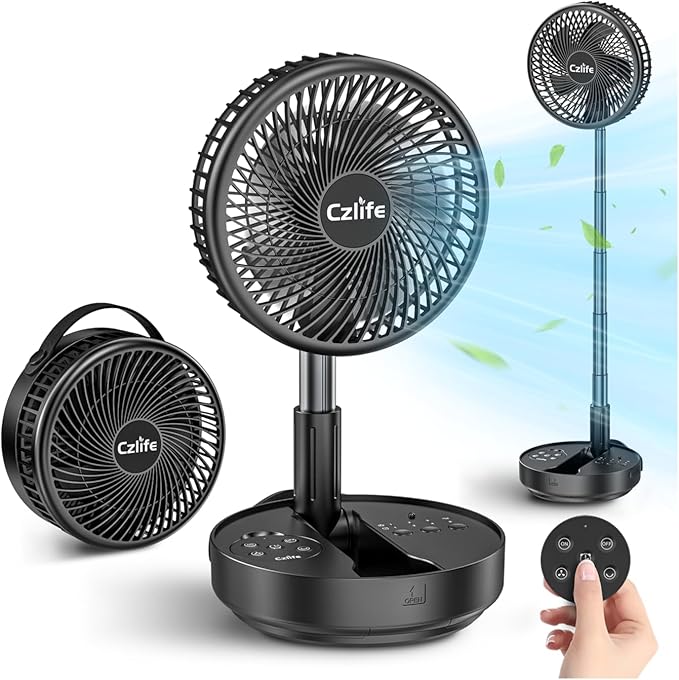 Czlife F9 Portable Fan, 10000mAh Rechargeable Battery Powered for Travel Sleeping Camping Bedroom Outdoor, Cordless Floor ...