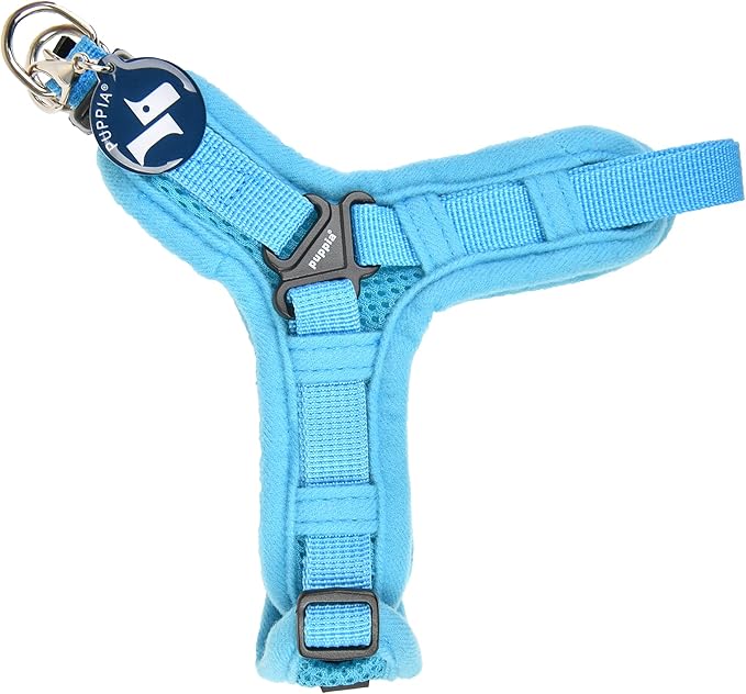 Puppia Soft Dog Harness X No Choke No Pull Adjustable Walking Training for Small and Medium Dog - Sky Blue - M