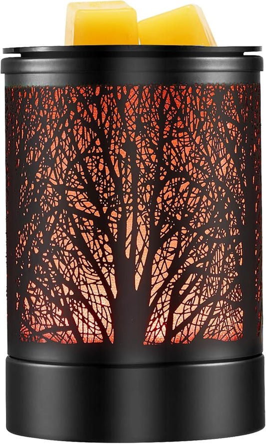 Enaroma Fragrance Wax Melts Warmer with 7 Colors LED Changing Light Classic Black Forest Design Scent Oil Candle Warmer fo...