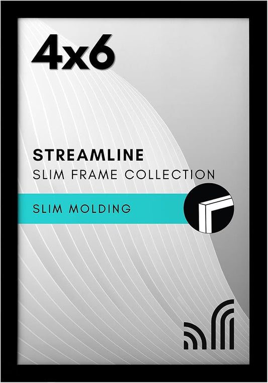 Americanflat 4x6 Picture Frame with Shatter-Resistant Glass - Streamline Collection - Thin Border Photo Frame for Tabletop...