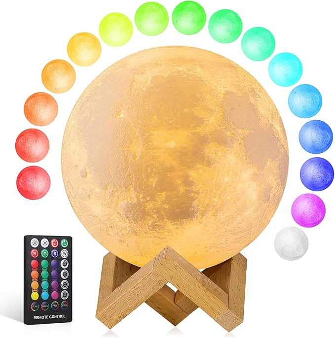 Moon Lamp Upgrade 16 Colors, Moon Light Gifts for Girls Boys Kids Women Birthday, Teen Gifts Trendy Stuff, Cool Astronomy ...