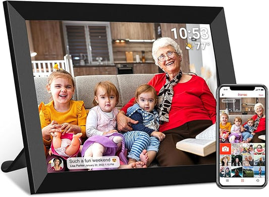 FRAMEO 10.1 inch 32GB Digital Picture Frame, IPS LCD Touch Screen, Auto-Rotate Easy Setup to Share Photos & Videos via Fra...