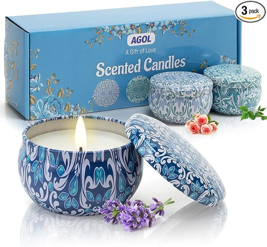 3 Pack Scented Candles Gift, 2.5 oz Aromatherapy Candles for Home Scented, Natural Soy Candles Stress Relief Gift for Wome...