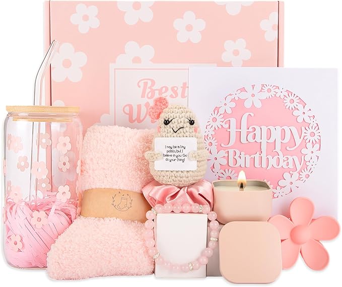 Nunubeo Birthday Gifts for Teen Girls, Cute Pink Birthday Gift Box Set for Girl, Daughter, Sister, Friend