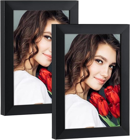 LBECUA 4x6 Picture Frame Set of 2, Wooden Picture Frames with HD Plexiglass Display Photo 4x6, Horizontal and Vertical for...