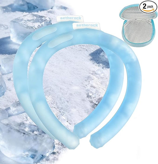 2 PCS Neck Cooling Tube,with Insulated Carry Bag,Reusable Ice Pack,Neck Coolers for Hot Weather,Ice Ring for Summer Heat,P...
