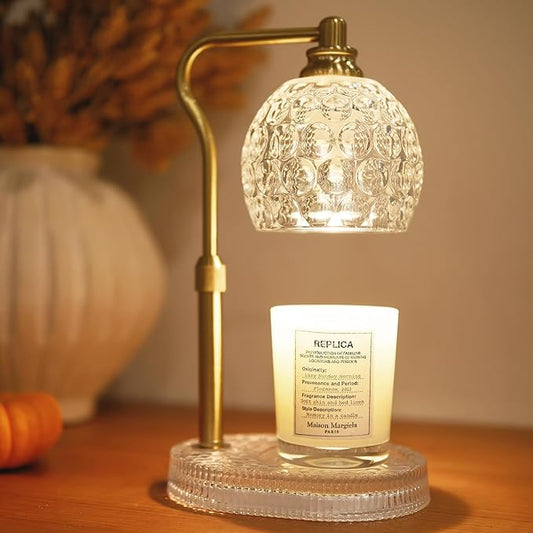 Candle Warmer Lamp with Timer & Dimmer, Glass Lamp Candle Warmer for Jar Candles, UPGRATED with 3 Bulbs, Height Adjustable...
