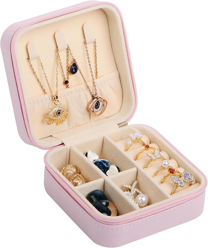 17Dec Small Travel Jewelry Case Organizer,Mini Travel Essentials for Women,Bridesmaid Gifts Birthday Gifts for Women,Small...
