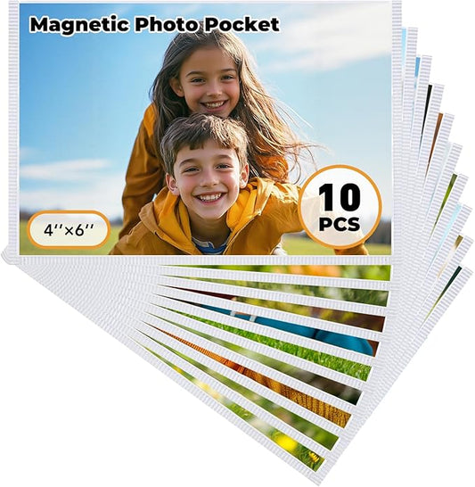 KKJCXY Magnetic Picture Frame, 10 Pcs Magnetic Picture Frames for Refrigerator 4x6, Magnetic Photo Frames with White Borde...