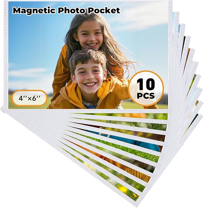 KKJCXY Magnetic Picture Frame, 10 Pcs Magnetic Picture Frames for Refrigerator 4x6, Magnetic Photo Frames with White Borde...