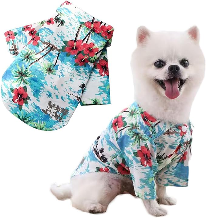 LHYZ PARK Hawaiian Beach Print Pet Dog Cat T-Shirts Cute for Small to Medium Dog Cats Cool Summer Vest Camp Shirt Clothes...