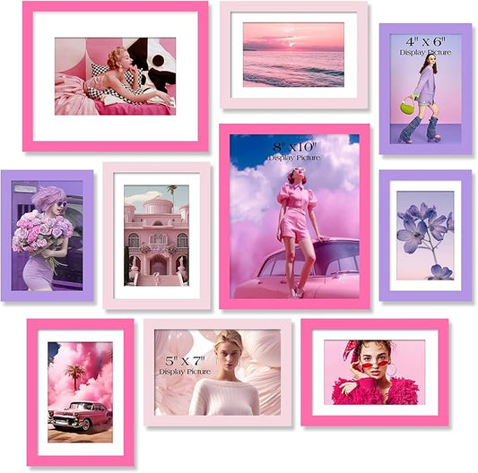 TWING Collage Picture Frames Wall Decor 10 Pack, Gallery Wall Color Picture Frame Set for Wall or Tabletop Display, Multi ...