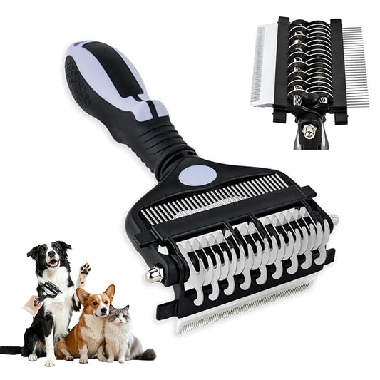 3-IN-1 Pet Deshedding and Grooming Tool, Grooming Brush for Dogs and Cats with Undercoat Rake & Dematting Comb for Matted ...