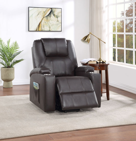 Brown Leather Recliner Aire W Power Lift & Massage