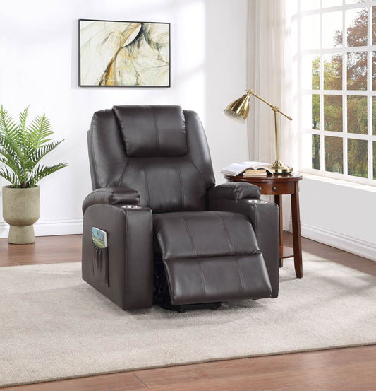 Brown Leather Recliner Aire W Power Lift & Massage