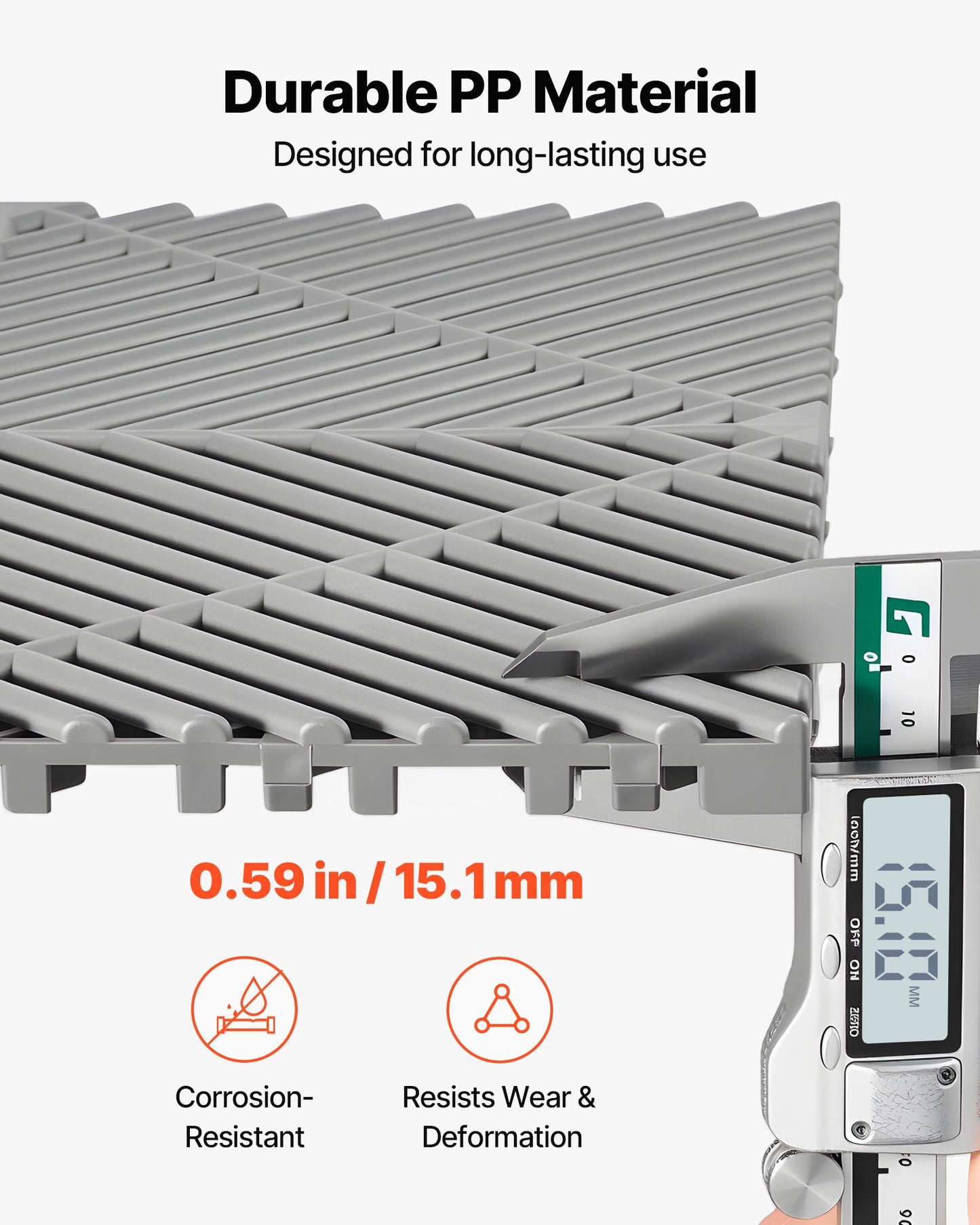 Interlocking Drainage Mats, 12" X 12", Modular Garage Flooring Tiles, Non-Slip PP Drainage Floor Tiles, Self-Draining, Easy Installation, For Bathroom, Kitchen, Pool & Outdoor, Gray, 50 Pack