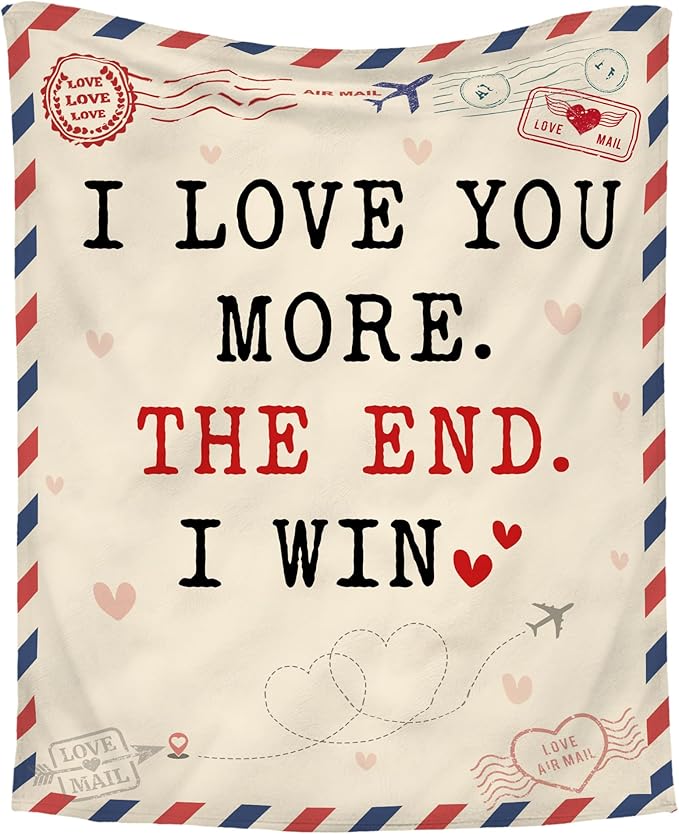 WRAPIX Anniversary Couple Gifts for Men Women - I Love You More Soft Fleece Throw Blanket 50x60 in - Mothers Day Birthday ...