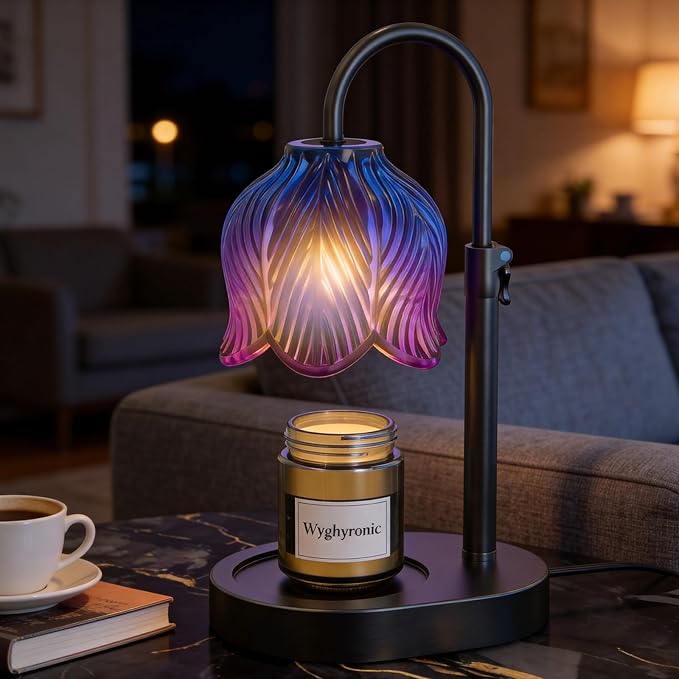 WYghyronic Candle Warmer Lamp with Adjustable Height - Flameless 4-Level Dimmable Wax Warmer, Timer Function & Stylish Des...