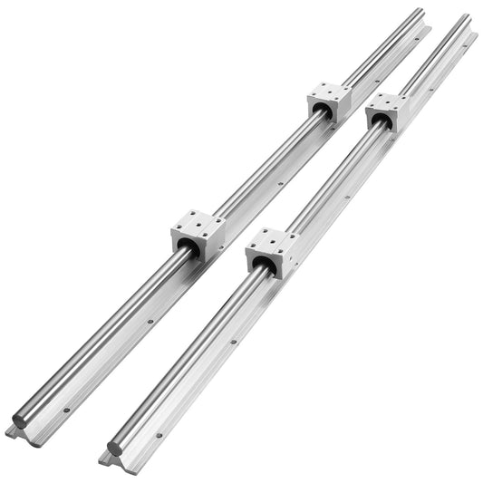 SBR20 1200mm Linear Guide Set, Comes With Two 47.2-inch SBR20 Rails And Four SBR20UU Bearings, Perfect For Crafting CNC Routers And Automation Equipment