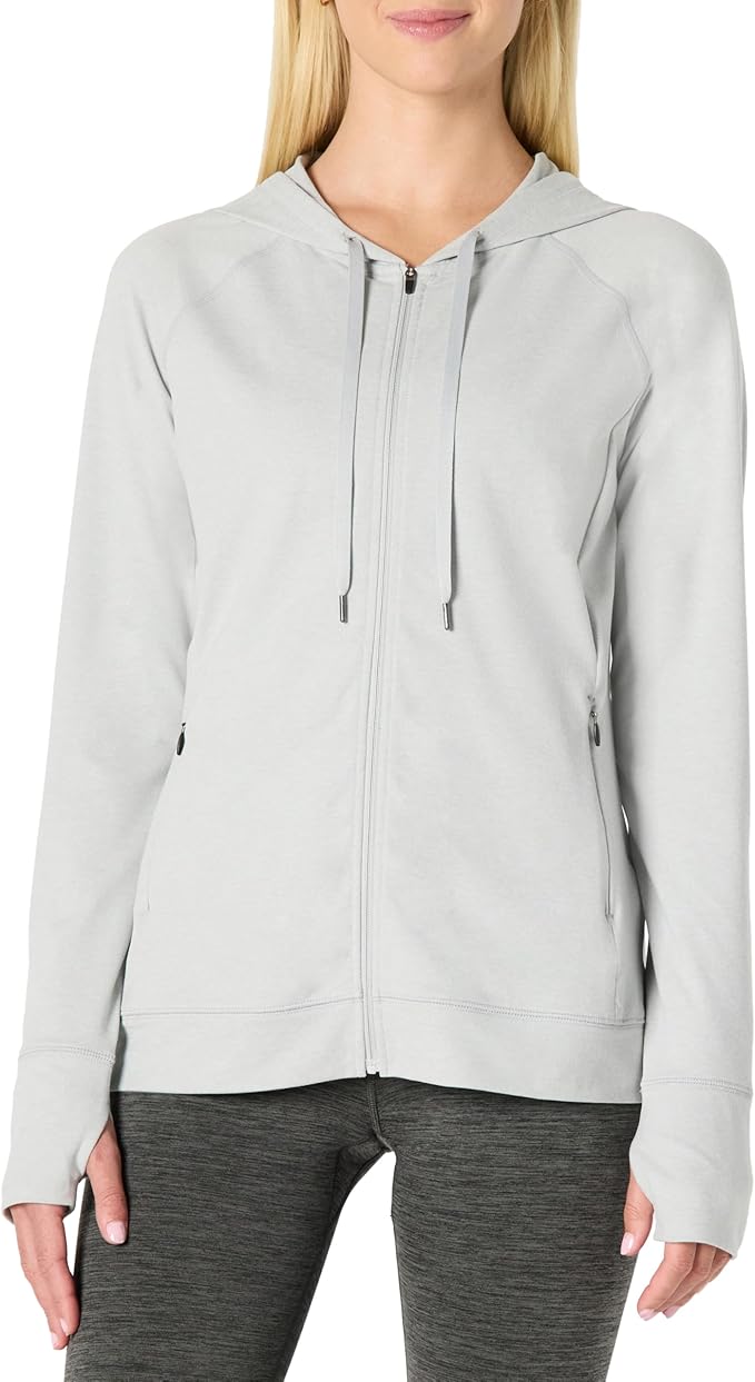 Amazon Essentials Women's Athletic Soft Performance Lightweight Zip Up Workout Hoodie Jacket