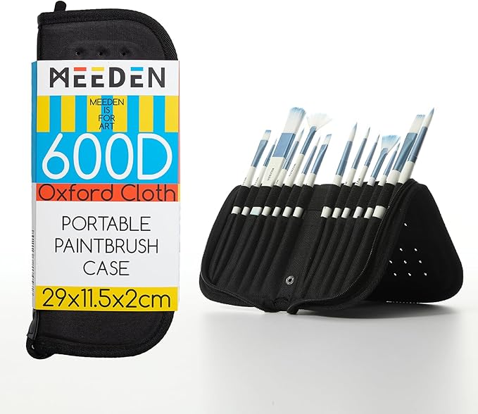 MEEDEN Paint Brush Holder, 11.5 X 10 Inch Zippered Painting Brush Case, Organization and Storage Bag for Artist Paint Brus...