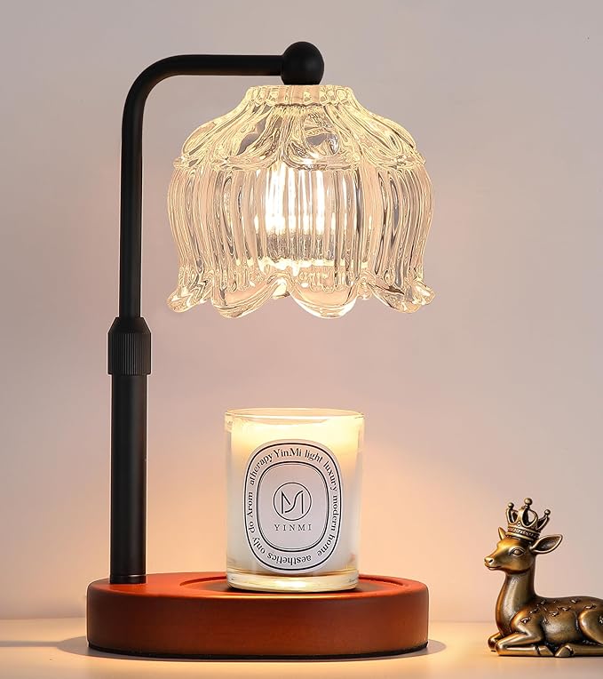 Candle Warmer Lamp for Flower-Shaped Glass,Wax Melt Warmer for Jar Candles, Black Candle Warmer Lamp with Timer Dimmable, ...