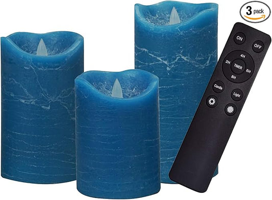 iZAN 3 Pack Real Wax Flameless Candles Battery Operated LED Pillar Flickering Realistic Electric Candle Gift Sets with Rem...