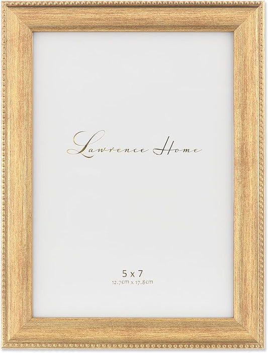 Lawrence Frames Classic Bead Picture Frame, 5x7, Gold
