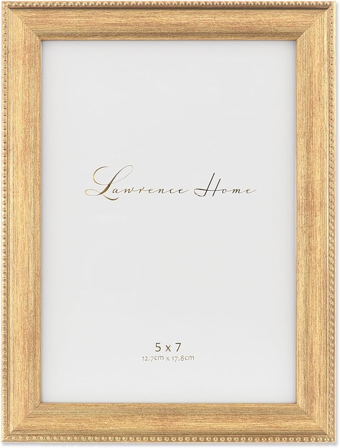 Lawrence Frames Classic Bead Picture Frame, 5x7, Gold