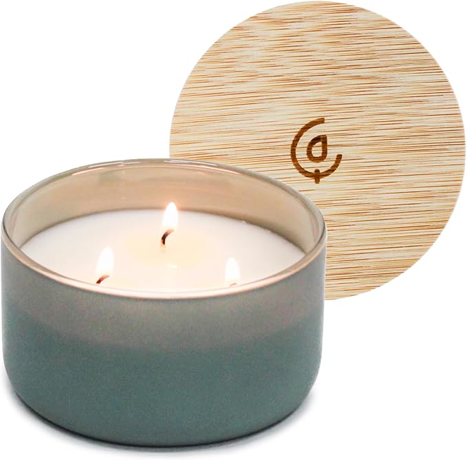 Calyan Wax Co. Evergreen & Eucalyptu 3 Wick Scented Candle - 30 Hour Burn - Luxury 3 Wick Soy Candles - Clean Soy Wax Cand...