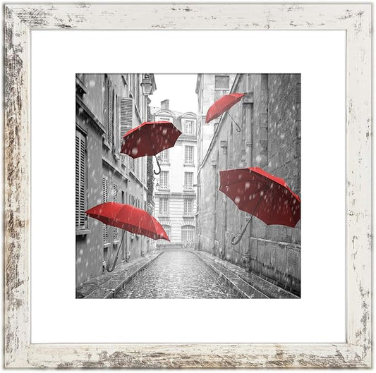 Finefrarm 12x12 Frame Matted to Display 8x8 Photos with Mat or 12 x 12 Pictures Without Mat Rustic Photo Frames Wall Art f...