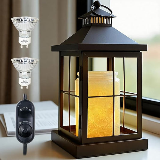 Candle Warmer Lamp with Timer,Lantern Warmer Compatible with 3 Wick Candles,Vintage Dimmable Lamp Candle Warmer Lantern De...