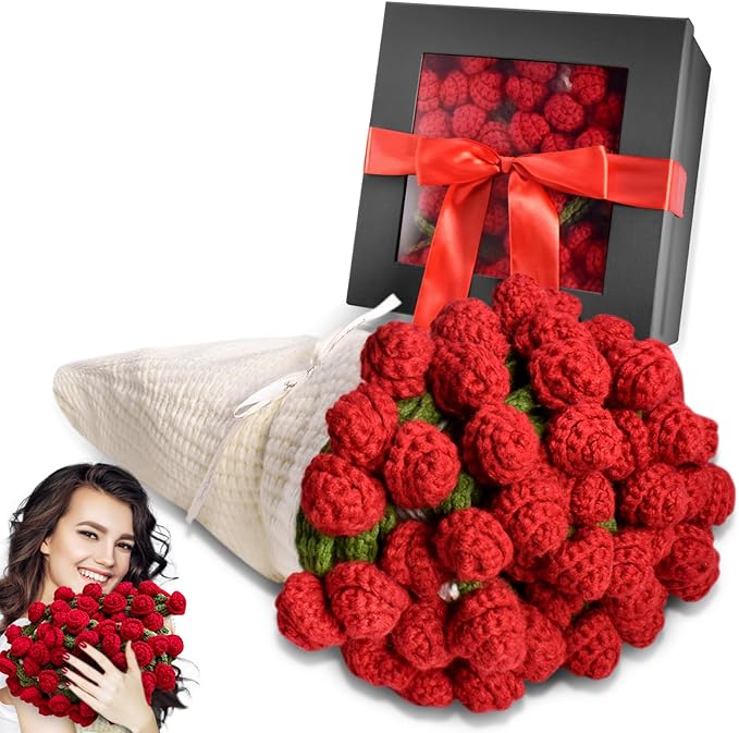 Mothers Day Blanket Gifts for Mom, Romantic Birthday Gifts for Wife from Husband: Premium Finished Crochet Flower Bouquet ...