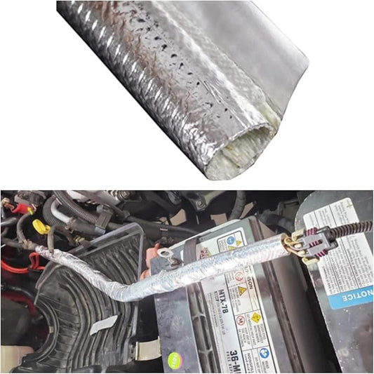 13mm - 1/2" Self Closed Aluminized Sleeve Heat Shield Protection Side Entry High Temp for Hoses, Wire Harnesses, Cables, A...