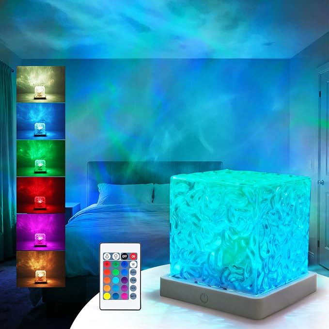 ELOUYCKE Ocean Wave Projector Light, 16 Colors Galaxy Projector Night Light Water Ripple Lamp Ambient Lighting with Remote...