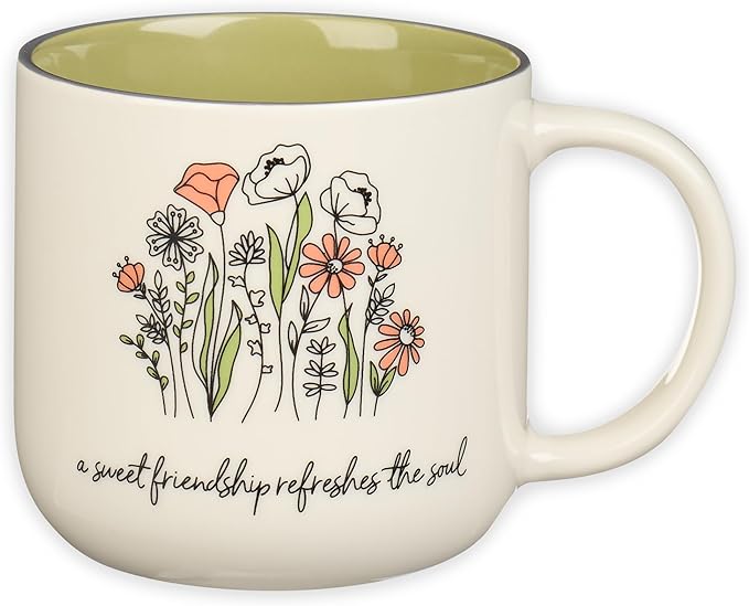 Christian Art Gifts Large Ceramic Coffee & Tea Mug for Women & Friends: Sweet Friendship - Proverbs 27:9 Scripture, Cute M...
