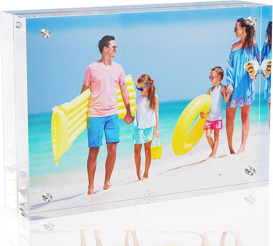 laapee 5x7 Inches Acrylic Picture Frames 1 Pack, Double Sided Magnetic Photo Frames,Free Standing on Desk or Table Clear P...