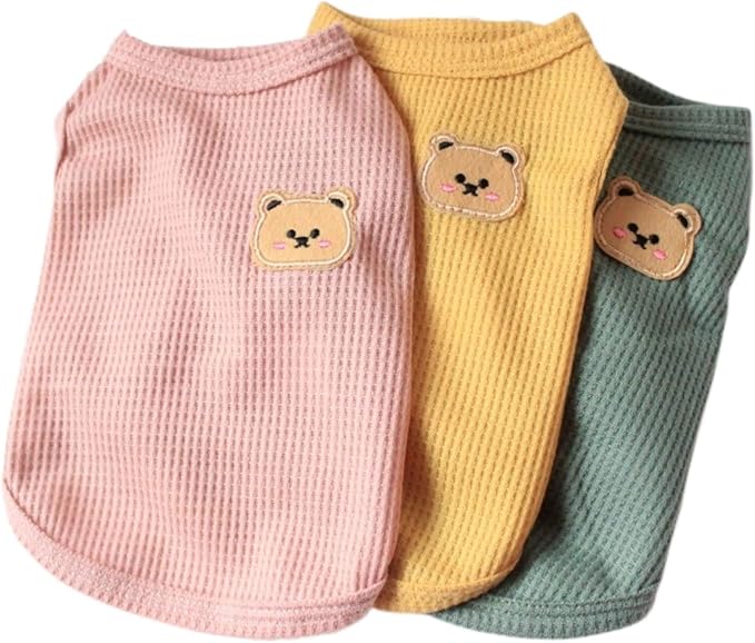 Cotton Dog & Cat T-Shirts - Soft, Breathable, Stretchy Sleeveless Vests for Medium & Small Dogs