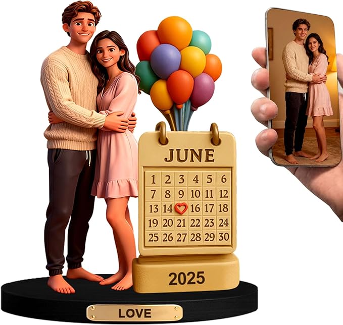 HSAEANZL Personalized Cartoon Photo Theme Couple Portrait Anniversary Commemorative Desktop Ornament,Custom Home Office De...