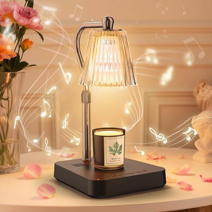 Fesmey Dimmable Candle Warmer Lamp with Timer, 2-in-1 Adjustable Candle Lamp Warmer Light Sound, Touch Control Lamp Candle...