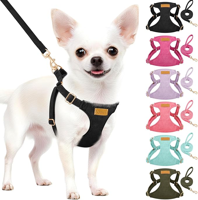 SlowTon Dog Harness Small Sized Dog - Soft XXS Dog Harness and Leash Set No Pull No Chock, Adjustable Lightweight Puppy Ha...