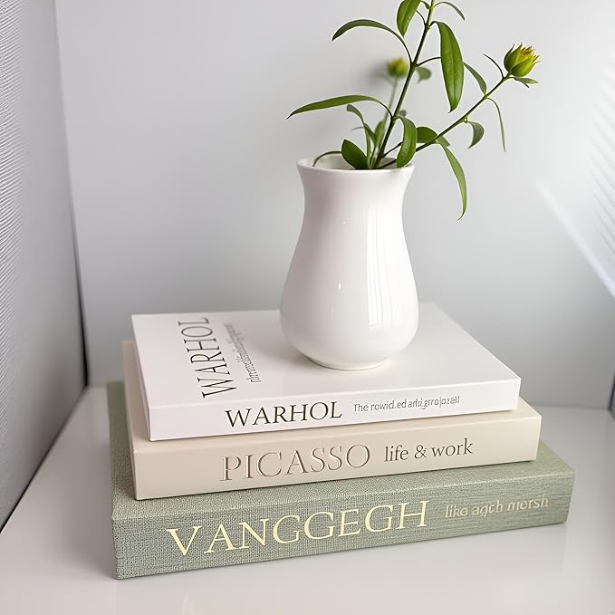 NLGQ Set of 3 Decorative Books - Linen Faux Fake Books for Decor Aesthetic, Decorative Book for Coffee Table,Bookshelf,Off...