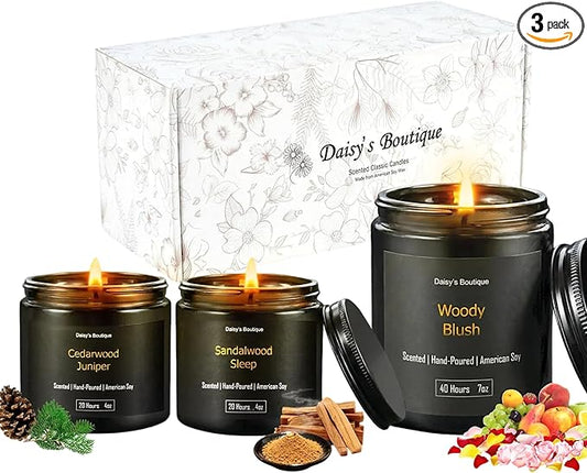 3 Pack Scented Candles for Home Aromatherapy Candle Gift Set Soy Wax Long Lasting Gift Birthday Mother's Thanksgiving Day ...